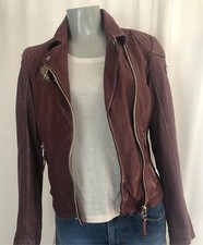 Blouson femme perfecto cuir rouge bordeaux doublure coton Gipsy - 34