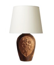 PAUL FOLLOT  - POMONE  - PIED DE LAMPE BOIS SCULPTE 3 FACES ART DECO 1925