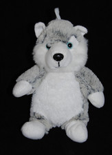 Peluche doudou loup chien gris