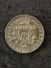 50 CENTIMES SEMEUSE ARGENT 1915 / FRANCE SILVER
