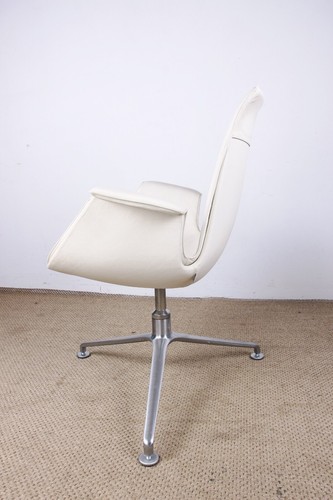 Fauteuil danois cuir blanc - fauteuil,
