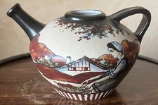 Petite théière « La cueillette des prunes » - M. Moreau - Grès d’art de Ciboure