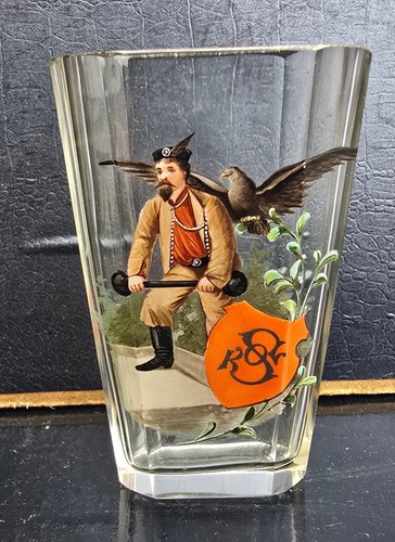 Rare verre gobelet - verre, emaille