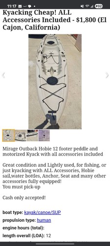 Hobie outback mirage 12ft - hobie,