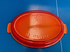 PLAT Le Creuset EN FONTE OVALE ø 34 CM ORANGE BE RARE N°34 Cocotte Four N4