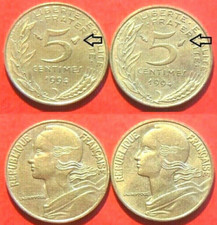 Lot 2 pièces: 5 Centimes Marianne  1994 Abeille et Dauphin 