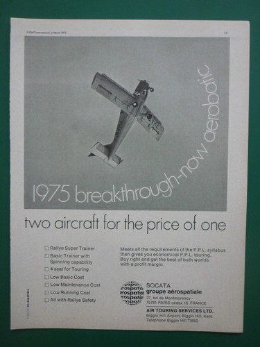 1975 pub socata aerospatiale - pub,
