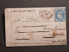lettre France ballon monté le Lavoisier 21 décembre 1870 pour Menton par Genève 