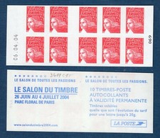 Carnet - 3419 C15 - 06.04.04 Bas - Type Marianne du 14 Juillet RF - TVP rouge N°