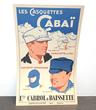 Affiche 36x23cm publicitaire vintage Cartonnée Les casquettes Cabaï années 30