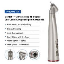 Pièce à main électrique dentaire contre-angle multiplicateur fibre optique 1:4.2