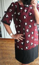 Robe 123 1.2.3  40 manches courtes noire bordeaux blanc Un deux trois