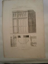 Planche gravure mobilier d'église  paroissial  St Denis Tambour du portail 