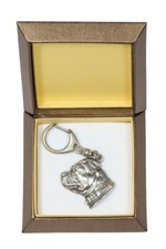 Staffordshire Bull Terrier, Staffie II - Porte-clés argenté avec un chien dans u
