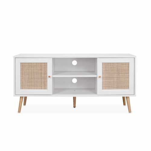 Meuble cannage blanc - tv,