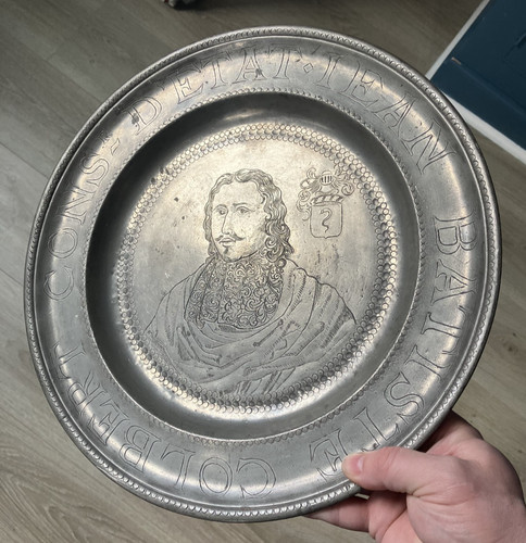 Ancien beau plat étain - plat,