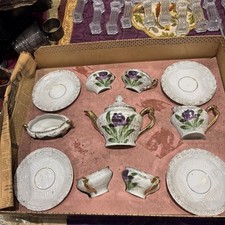 ancienne dinette porcelaine service a café epoque XIXe decor floral