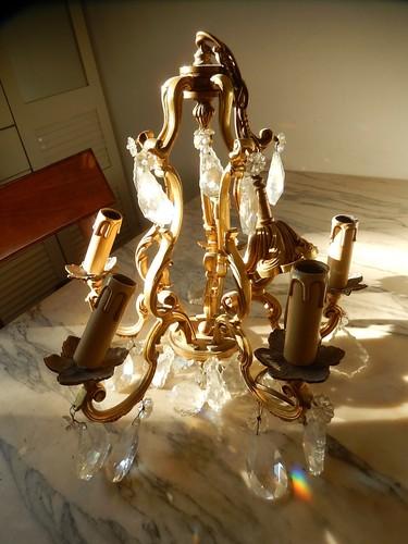 Ancien lustre bronze dore - lustre,