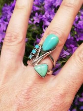 Bague ancienne argent Massif Silver Ring925 Anneaux Créateur turquoise  Navajo 