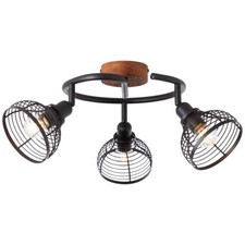 BRILLIANT Lampe, Avia spot spirale 3 flammes noir / couleur bois, métal / bois, 