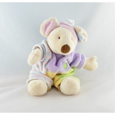 Doudou souris boule mauve vert