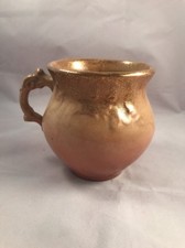 Wheeling Pottery Co. Embossed Shaving Cup Dusty Rose Mauve Tan Gold Spray