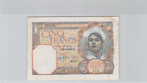 Algérie francs 9 1941 - 5,