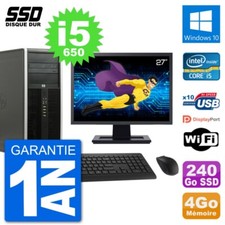 PC Tour HP 8100 Ecran 27" Intel Core i5-650 RAM 4Go SSD 240Go Windows 10 Wifi