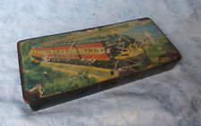 #Souvenir école# Ancien plumier - Décor Ferroviaire, Train, SNCF (à restaurer)