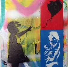 SPACO signed WALL GIRLS  tableau POP street ART PAINT canvas french banksy USA