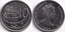 10 Cents 1996 Iles Caimans Cayman Islands Oiseau Tortue verte / Elizabeth II