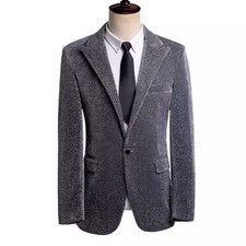 Hommes Paillette Costume Manteau Blazer un Bouton Veste Bureau Soirée Habillé