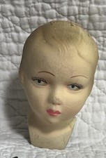 ANCIENNE TETE DE POUPEE EN CARTON BOUILLI ANTIQUE DOLL HEAD