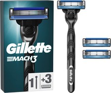 Gillette Mach3 Rasoir Homme 3 Lames + Manche Acier Inoxydable + 3 Recharges