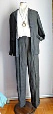 SARAH PACINI Ensemble loose veste pantalon décontracté gris mélange laine 38 40