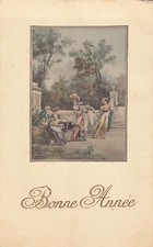 CP ILLUSTREE BONNE ANNEE CADRE SCENE COSTUME EPOQUE - 41585