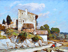 VIDAL Gustave (1895 - 1966) "Vieille ferme en Provence" Avignon Alpilles Paradou