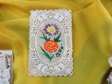 ancienne image religieuse canivet holy card dentelle XIXe fleur  3