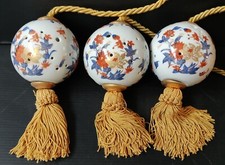 3  EMBRASSES DE RIDEAU BOULES PORCELAINE RAYNAUD LIMOGES DECOR VIEUX CHINE DAMON