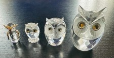 4 chouettes cristal Swarovski  Taille 3,5 / 4,5 / 6,5  cm