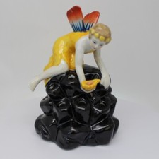 Pique-fleurs Vase Figurine Fee Elfe Style Art Deco-allemand Style Art Nouveau Po