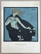 Gravure Pochoir Art Déco Sylvain Sauvage Primavera Femme Fleurs Feuillets d'Art