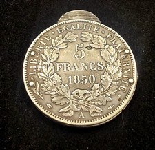 Coupe-cigare ancien en argent monté sur pièce 5 Francs Cérès 1850 – “P. Eloy” 