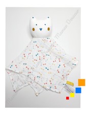 Doudou Plat/Mouchoir Lange Chat Blanc Noeud Papillon Triangle Tape À L'oeil TAO