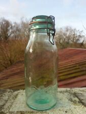 OLD La LORRAINE CONSERVE / JAR OF FRUITS with unique closure, beautiful green