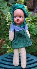 ANCIENNE PETITE POUPÉE CHIFFON VISAGE COMPOSITION 22 CM ANNEES 50