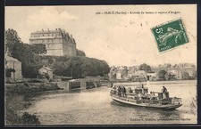 CPA Sablé, Arrivée du bateau