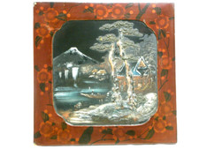 ANCIENNE PEINTURE SUR BOIS PAYSAGE ASIATIQUE JAPON JAPANESE TABLEAU CADRE