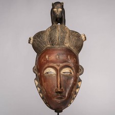 FR1035 MASQUE BAOULE AVEC SOCLE COTE D'IVOIRE AFRIQUE ART TRIBAL AFRICAIN