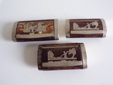LOT DE 3 TABATIERES EN BOIS ET